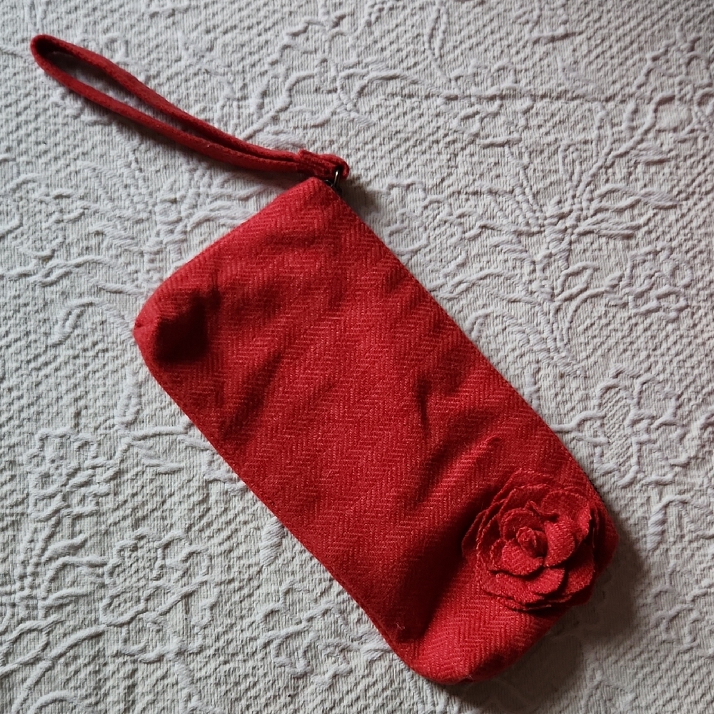Old Navy Red Wristlet with Rose Accent